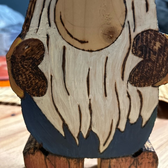 Handcrafted Wooden Holiday Gnome with Green Hat - Picture 4 of 8